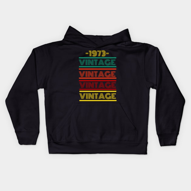 1973 Vintage Retro Colorful Kids Hoodie by docferds